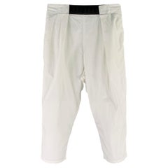 KAPITAL Taglia S -Facili da spiaggia- Pantaloni casual in cotone bianco con cavallo a goccia