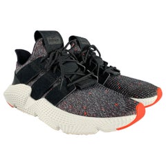 ADIDAS Size 11 Black Red White Heather Nylon Lace-Up Sneakers