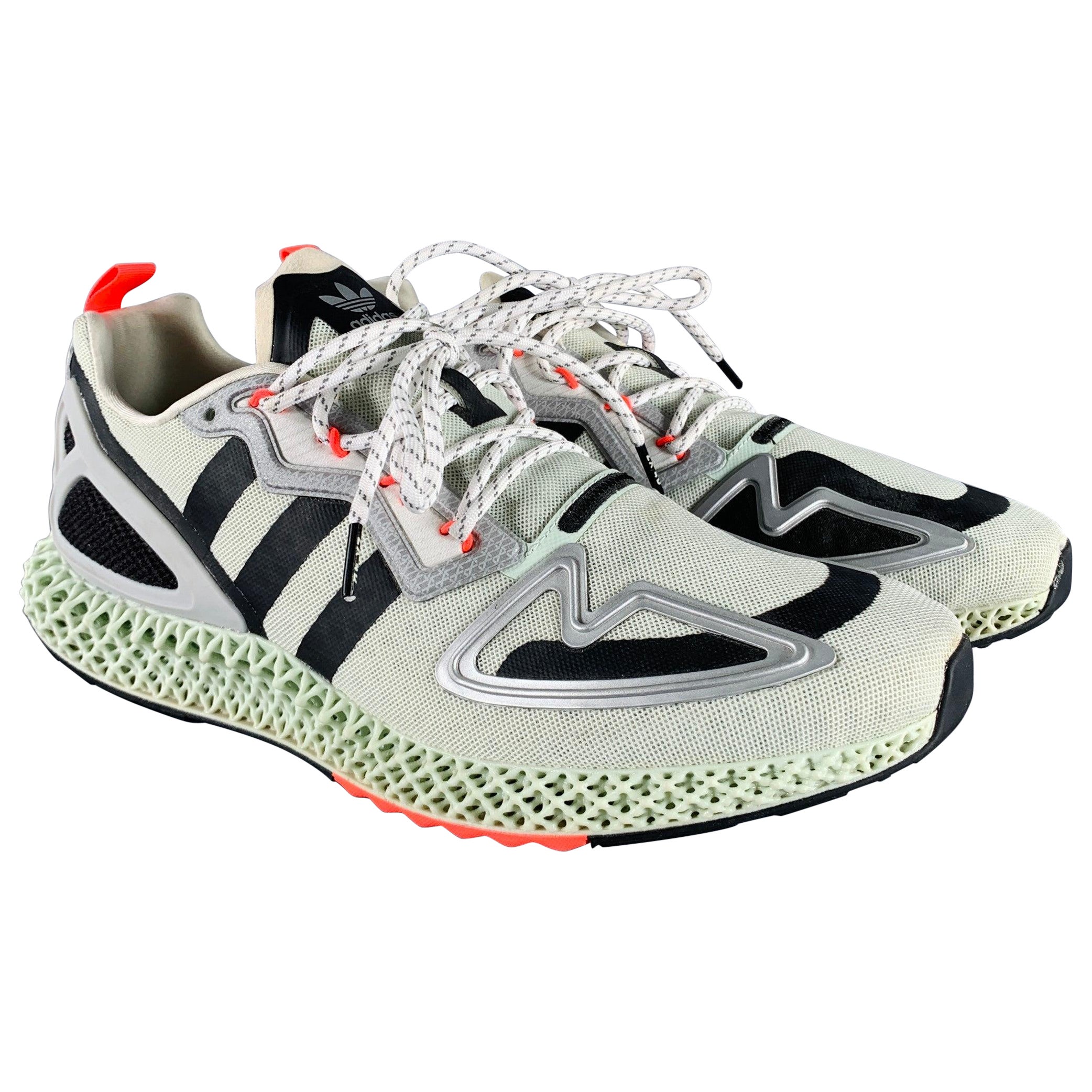 ADIDAS Size 11 Green Black Nylon Lace-Up Sneakers
