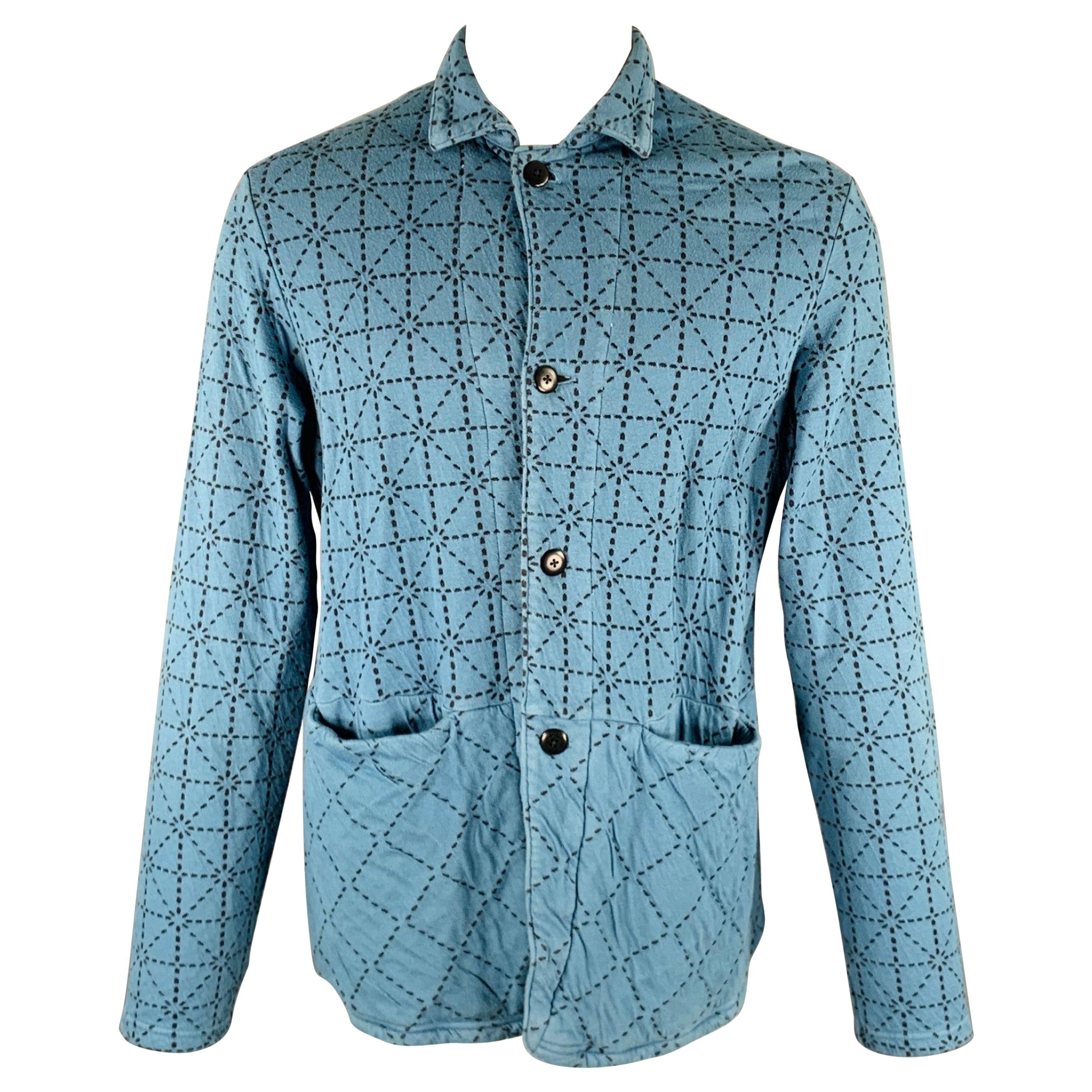 KAPITAL Size M Blue Black Triangle Cotton Two Pockets Jacket For Sale