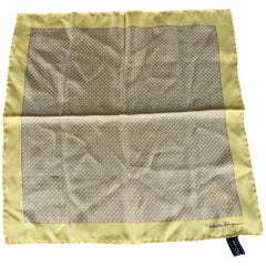 SALVATORE FERRAGAMO Yellow White Abstract Pocket Square