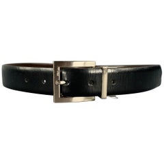 CALVIN KLEIN Größe S Schwarzer Silberner Ledergürtel