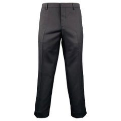 PRADA Größe 38 Grau Texturierte Wolle Flache Vorderseite Kleid Hose