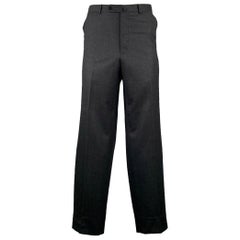 ERMENEGILDO ZEGNA Size 38 Grey Charcoal Wool Flat Front Dress Pants