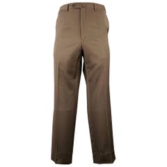ISAIA Size 38 Brown Wool Flat Front Dress Pants
