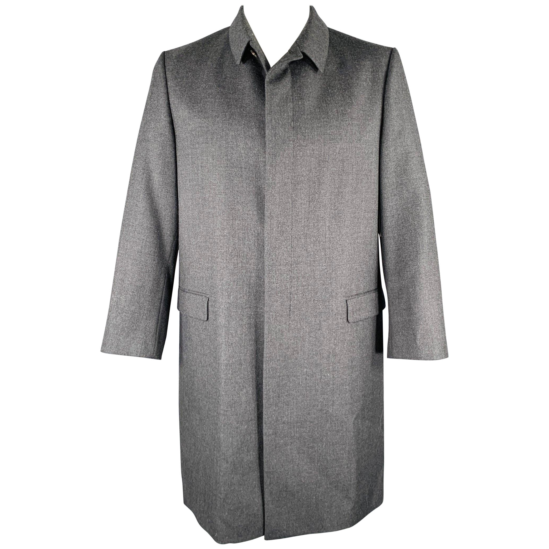 PRADA Taglia 46 Cappotto grigio in lana con bottoni nascosti