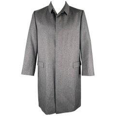 PRADA Größe 46 Grau Wolle Hidden Buttons Mantel