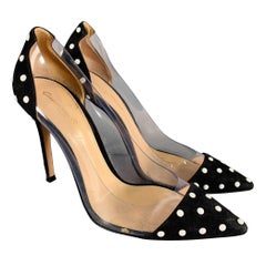 GIANVITO ROSSI Size 7 Black White Dots Stiletto Heels Pumps