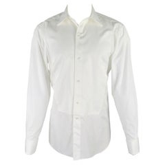 ERMENEGILDO ZEGNA Camicia a maniche lunghe in cotone bianco smoking taglia M