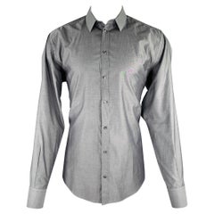 DOLCE & GABBANA Size M Grey Cotton Button Up Long Sleeve Shirt