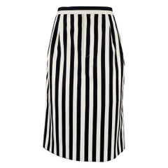MARC JACOBS Size 6 Black White Polyester Stripe Pencil Skirt
