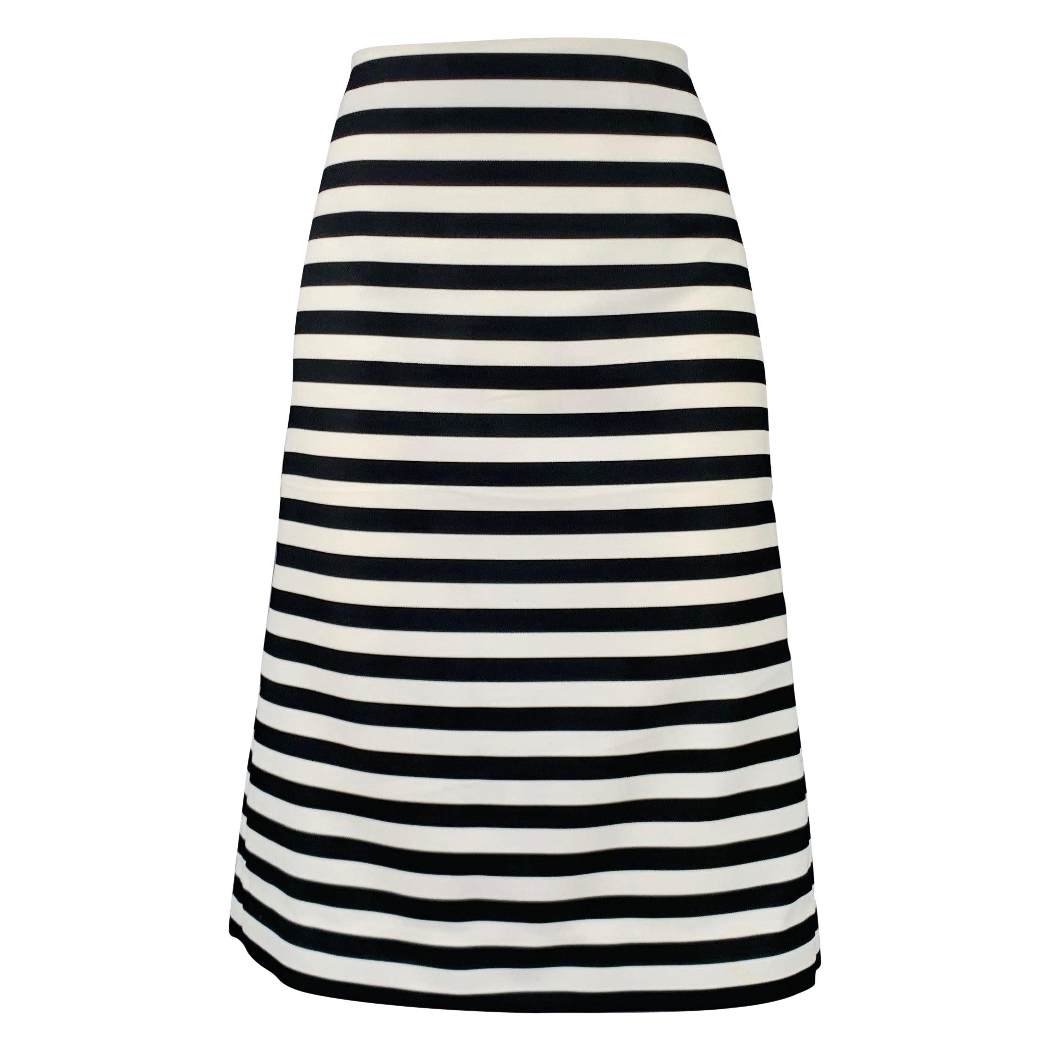 MARC JACOBS Size 6 Black White Polyester Stripe Pencil Skirt