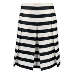 MARC JACOBS Gonna svasata a righe in poliestere bianco e nero taglia 10