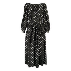 MARC JACOBS Size 2 Black White Silk Polka Dot A-Line Dress