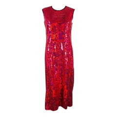 MARC JACOBS Size 0 Red Polyester Sequined Shift Dress