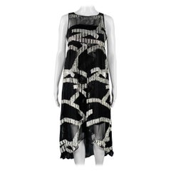MARC JACOBS Size 0 Black Silver Silk Blend Jacquard Sleeveless Dress