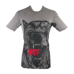 DSQUARED2 Size M WTF Bear Grey Black Cotton Short Sleeve T-shirt