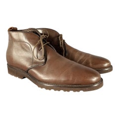 BRUNO MAGLI Size 10 Brown Leather Lace-Up Ankle Boots