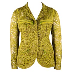 DONNA KARAN Size 10 Green Brown Cotton Blend Jacket
