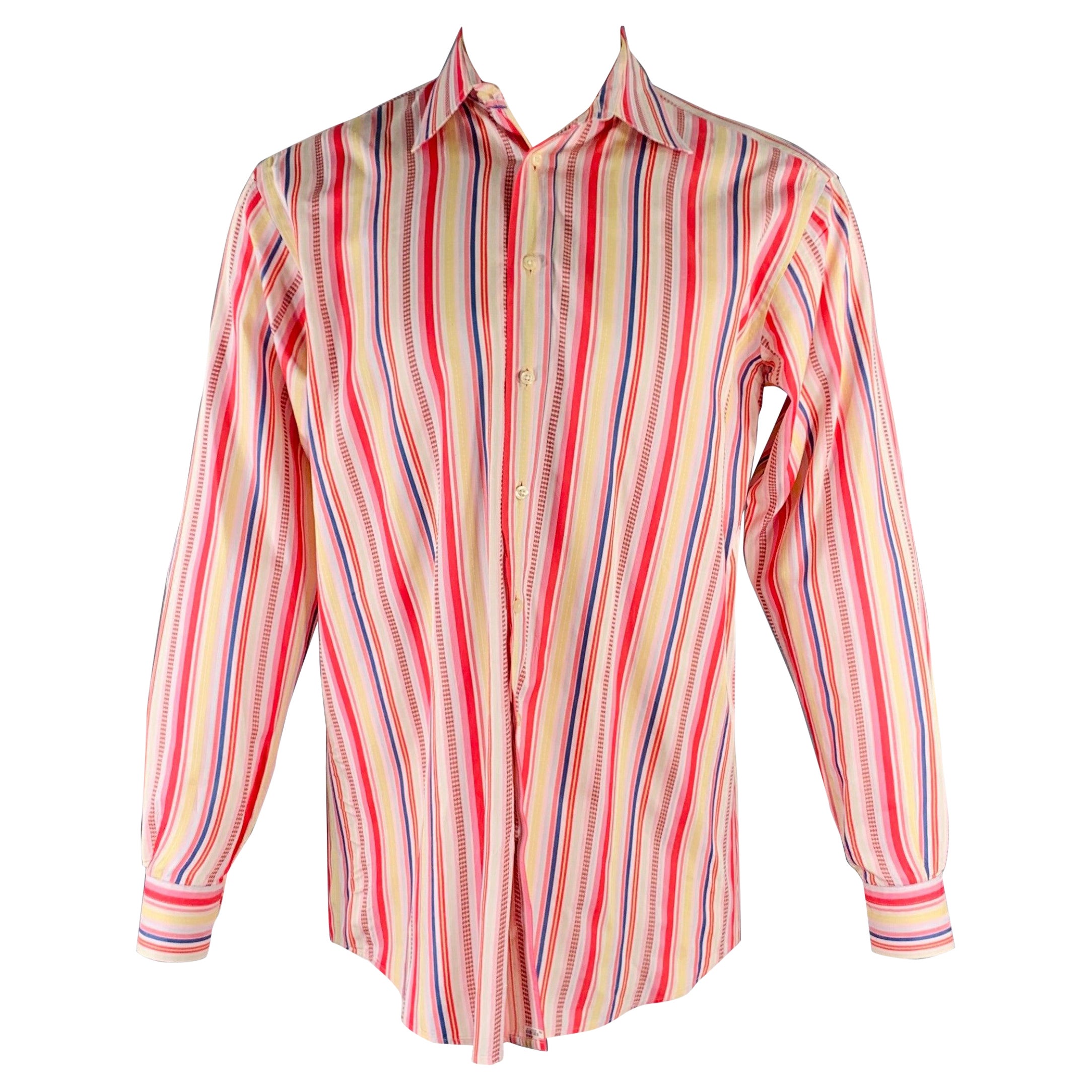 ETRO Size S Multi Color Stripe Cotton Button Up Long Sleeve Shirt