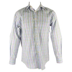 PAUL SMITH Size S White Blue Green Plaid Cotton Button Up Long Sleeve Shirt