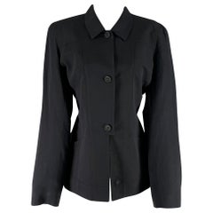KENZO Size 8 Black Viscose Blend Button Up Jacket