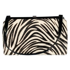 LAMBERTSON TRUEX Marrone Bianco Stampa Zebra Borsa in pelo di cammello