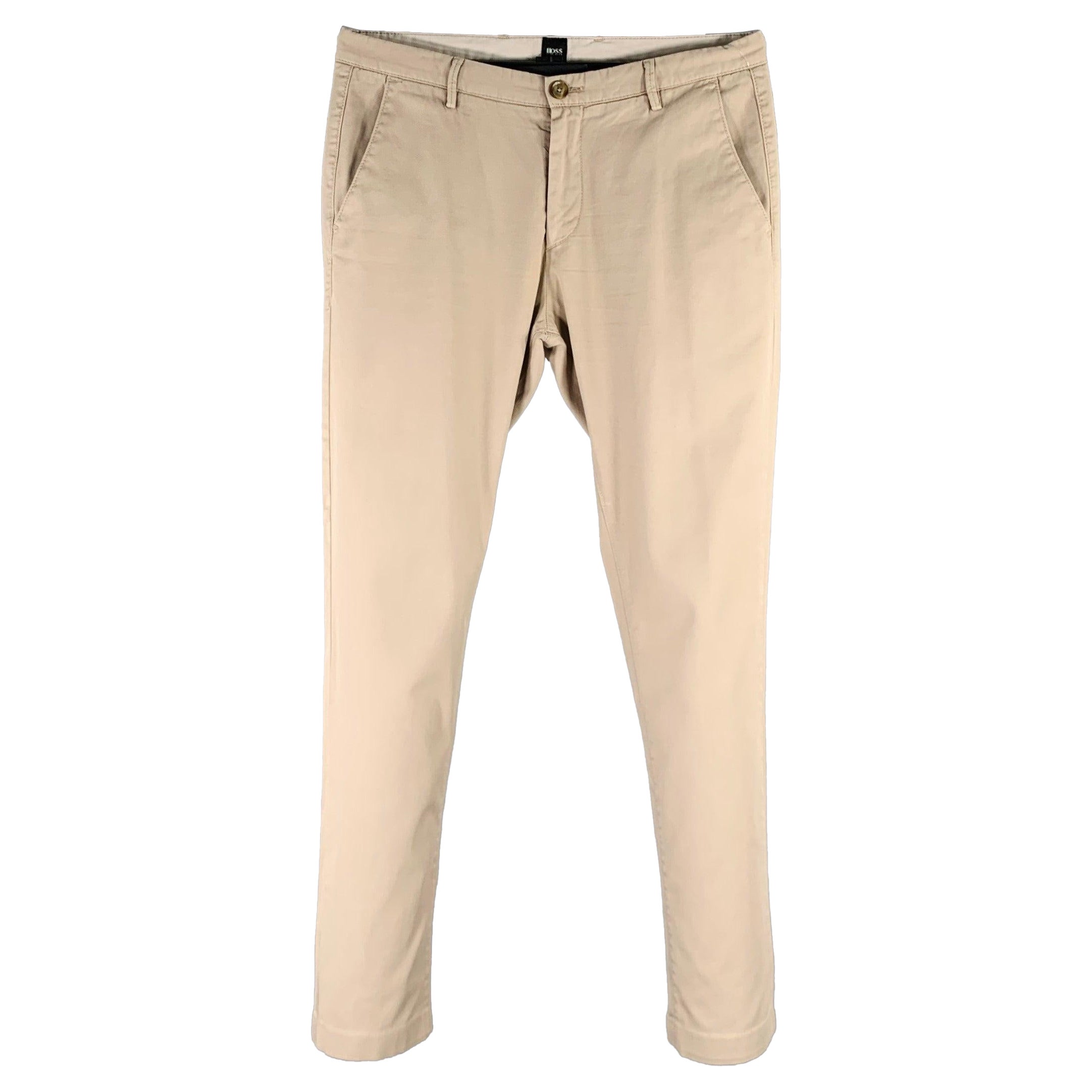 HUGO BOSS Size 30 Beige Cotton Blend Chino Casual Pants