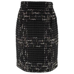 CHANEL Taille 4 Jupe en chaîne en coton mélangé noir et blanc