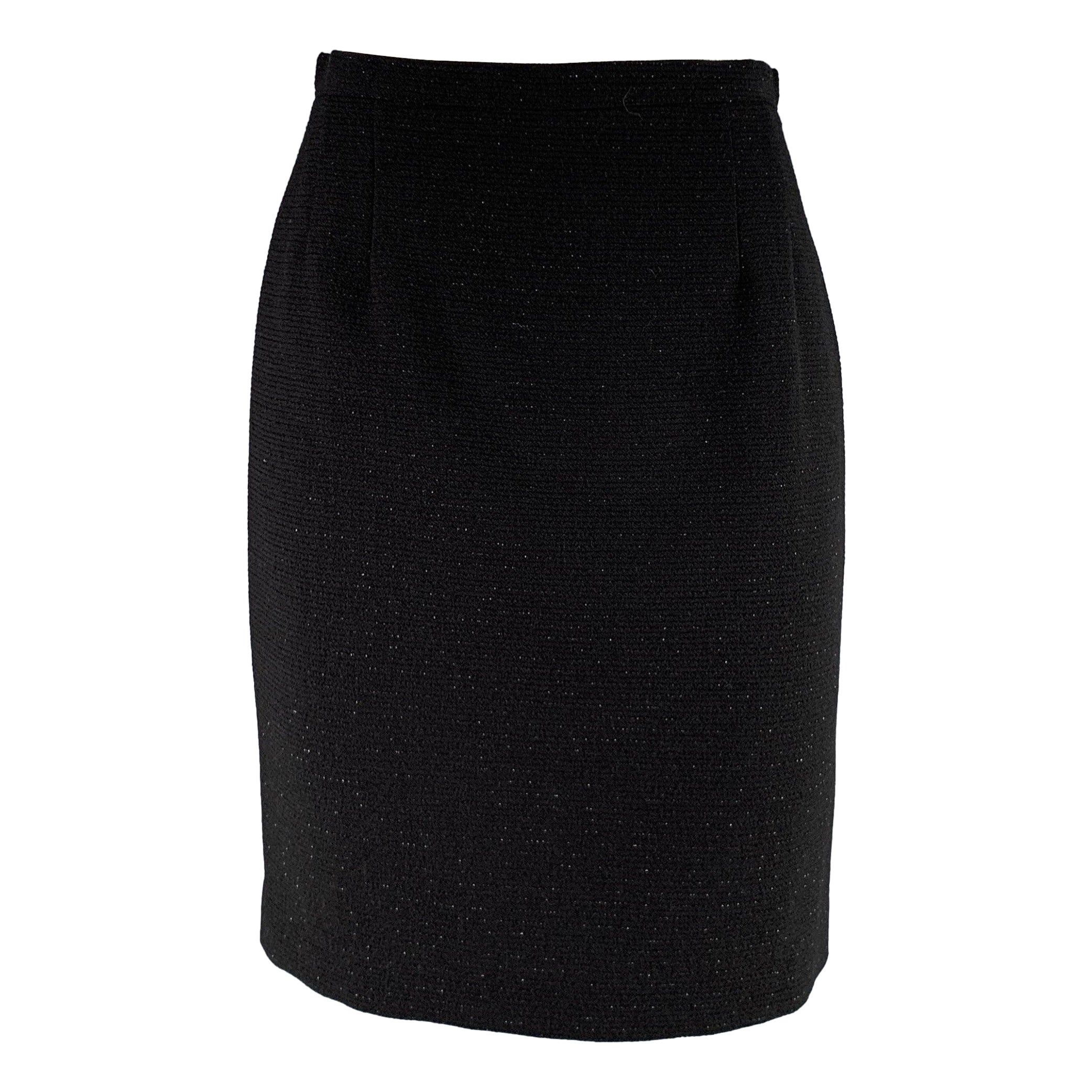 GIORGIO ARMANI Size 4 Black Wool Polyamide Shiny Pencil Skirt