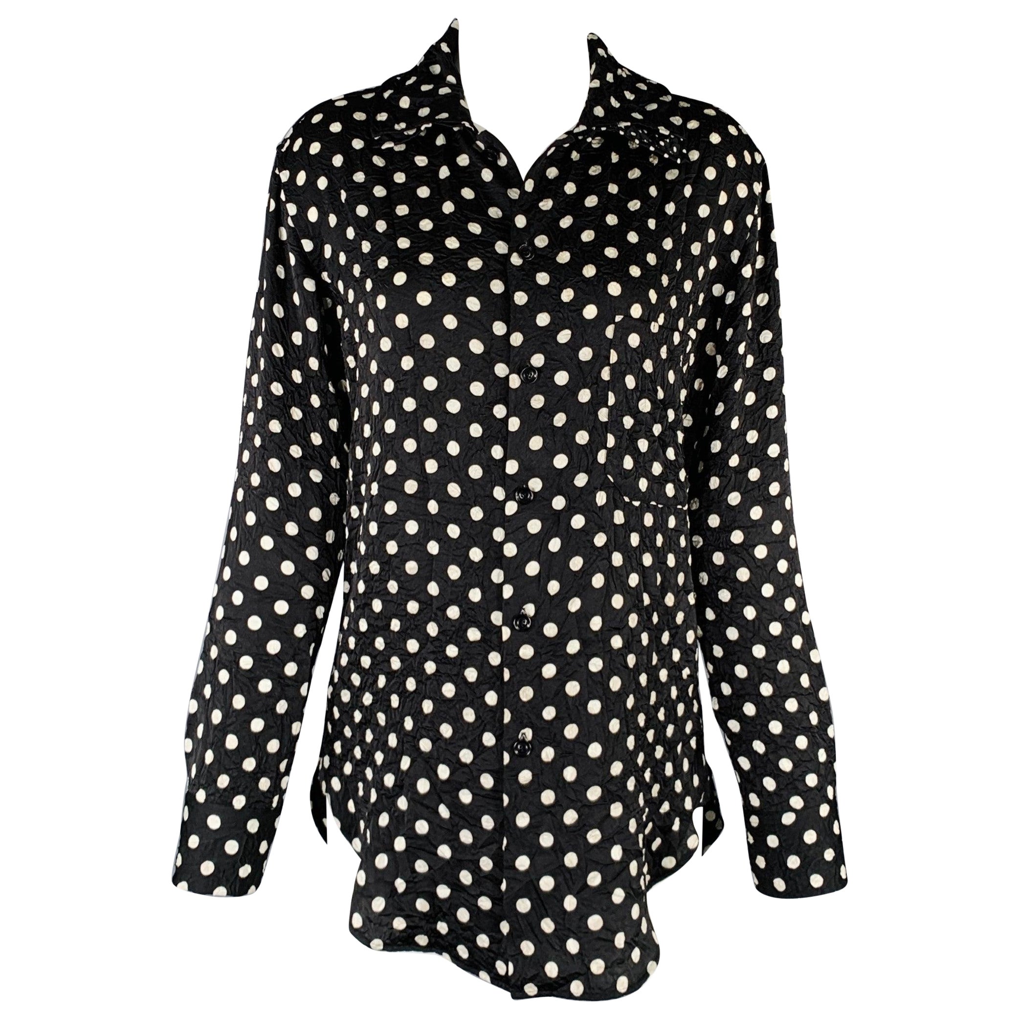 Yohji Yamamoto Taglia S Nero Bianco Poliestere Dot Dot Una tasca Camicetta in vendita
