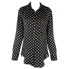 YOHJI YAMAMOTO Talla S Blusa de un bolsillo de poliéster blanco y negro con lunares