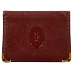CARTIER Burgundy Gold Cartera Tarjetero de Piel