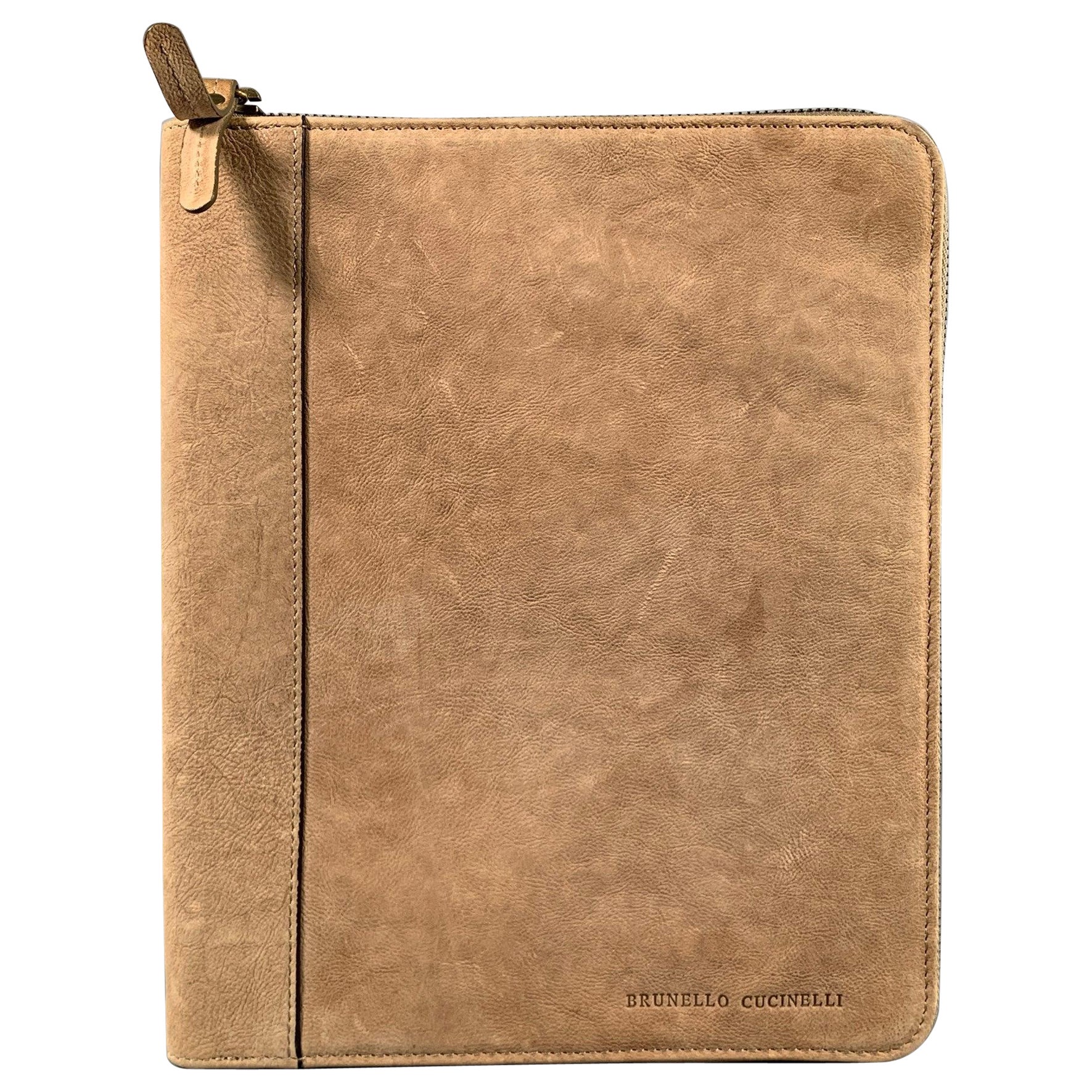 Brunello Cucinelli Custodia per iPad in pelle color taupe Pelletteria