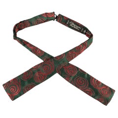 CHARVET Green Red Circles Silk Bow Tie