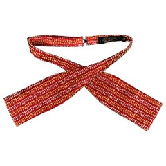CHARVET Red Yellow Textured Silk Bow Tie