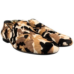 JIMMY CHOO Size 9 Brown Black & White Animal Print Leather Slip On Loafers