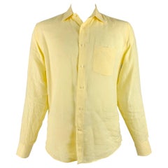 Chemise à manches longues en lin jaune à boutons SAKS FIFTH AVENUE Taille L
