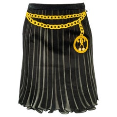 MOSCHINO Size 4 Black Yellow Cotton Blend Print Scalloped Skirt (Jupe festonnée en coton mélangé)