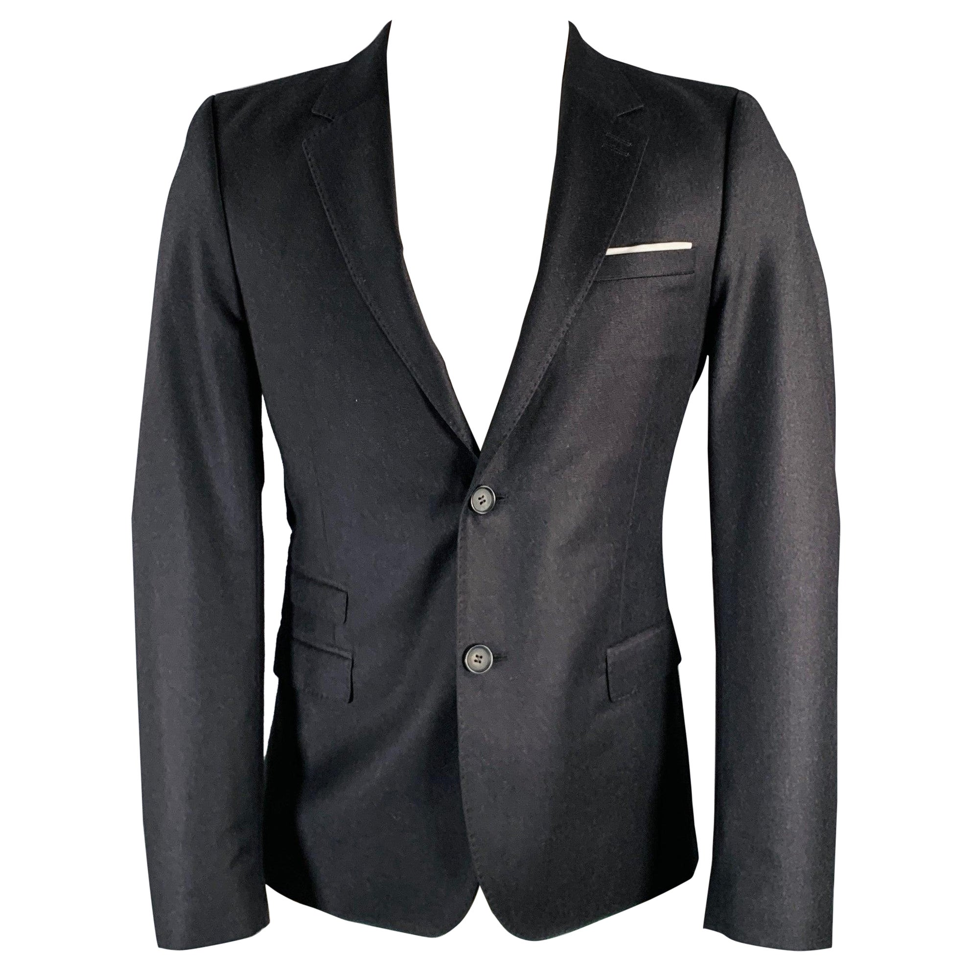 THE KOOPLES Cappotto sportivo con risvolto a tacche in lana grigio antracite taglia 36 in vendita