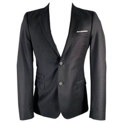 THE KOOPLES Größe 36 Grauer anthrazitfarbener Wollmantel mit Notch-Revers aus Wolle