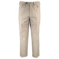 ISAIA Pantalón de vestir con cremallera de lana avena talla 36