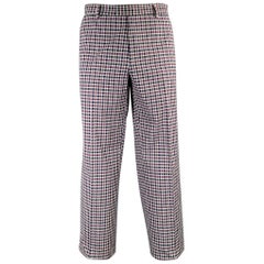 ETRO Size 36 Purple Navy White Checkered Cotton Blend Zip Fly Dress Pants
