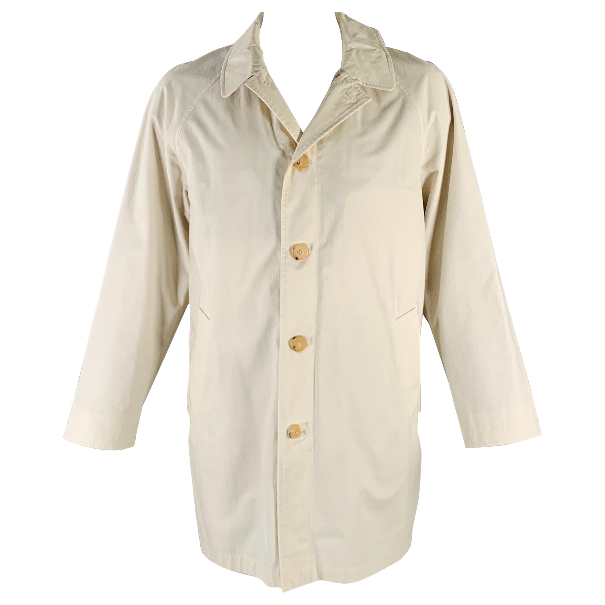 BURBERRY LONDON Size 42 Beige Cotton Raglan Coat For Sale
