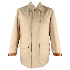 BRIONI Größe XL Khaki Baumwolle Seide Zip Knöpfe Storm System Mantel