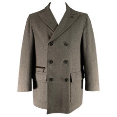 BRIONI Taglia XXL Cappotto doppio petto in lana tinta unita grigio