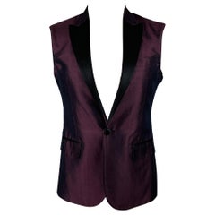 DSQUARED2 Size 38 Purple Black Silk Peak Lapel Vest