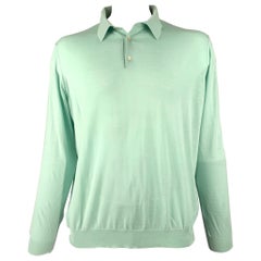 MALO Size XXL Mint Green Knit Wool Polo Pullover