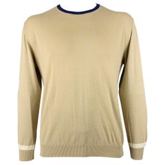 ETRO Taglia XXL Pullover girocollo in cotone e cachemire in maglia Khaki
