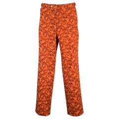 Paul Stuart Taglia 34 Paul Brown Stampa Ginkgo Cotone Pantaloni eleganti